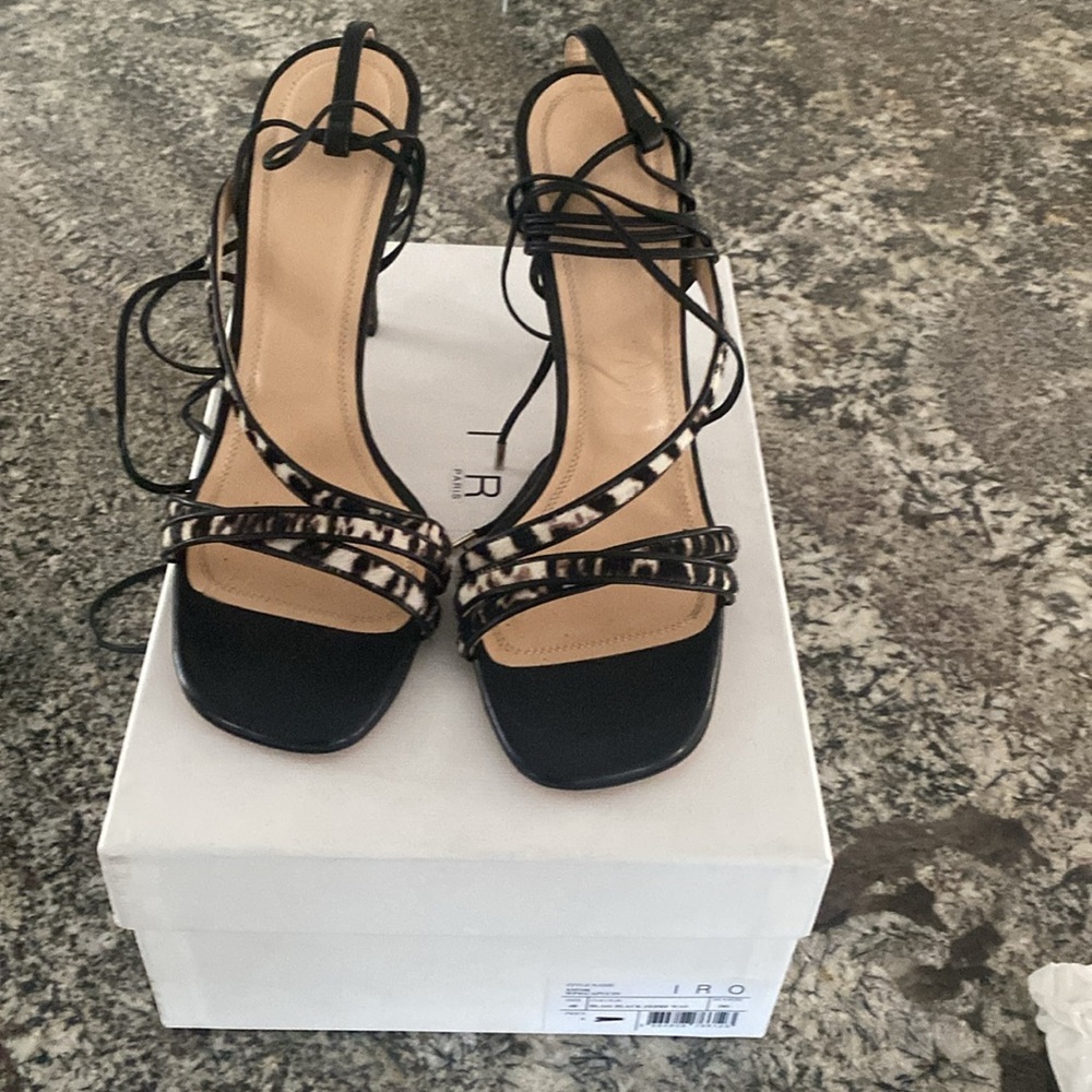 IRO Capucin zebra-print calf hair and leather sandals - Picture 2 of 8